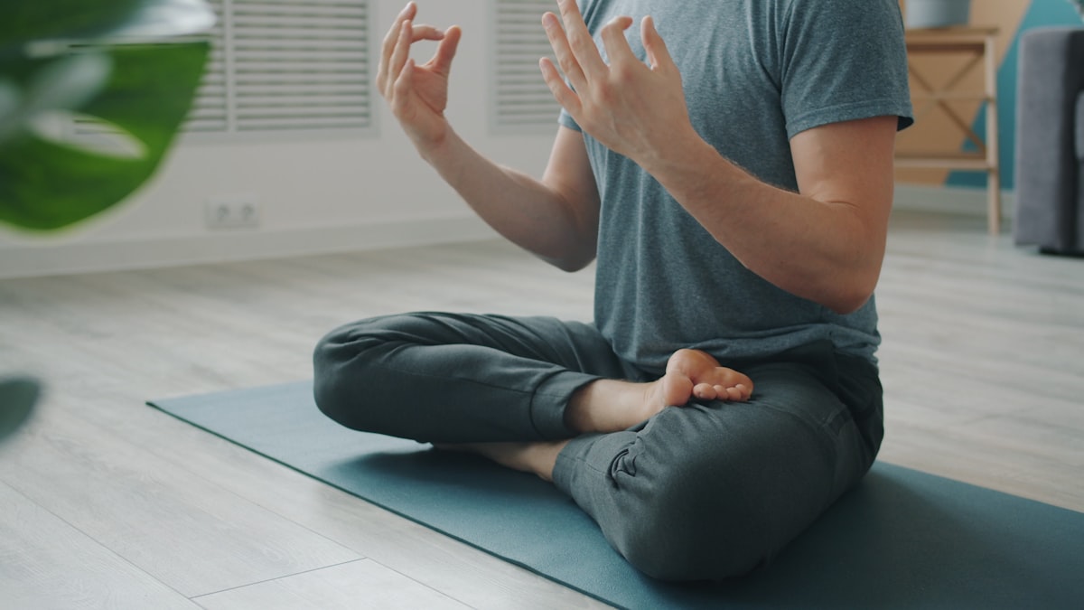 Men practicing yoga for mental health